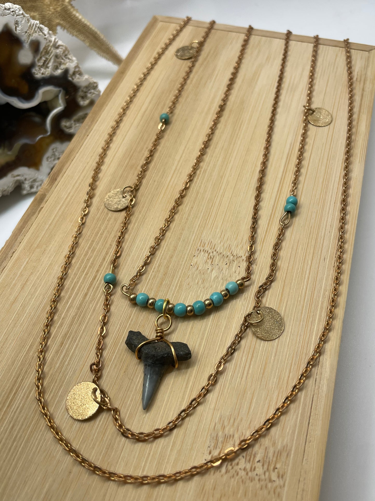 Lemon Shark | Layered Necklace | Gold Plated Brass