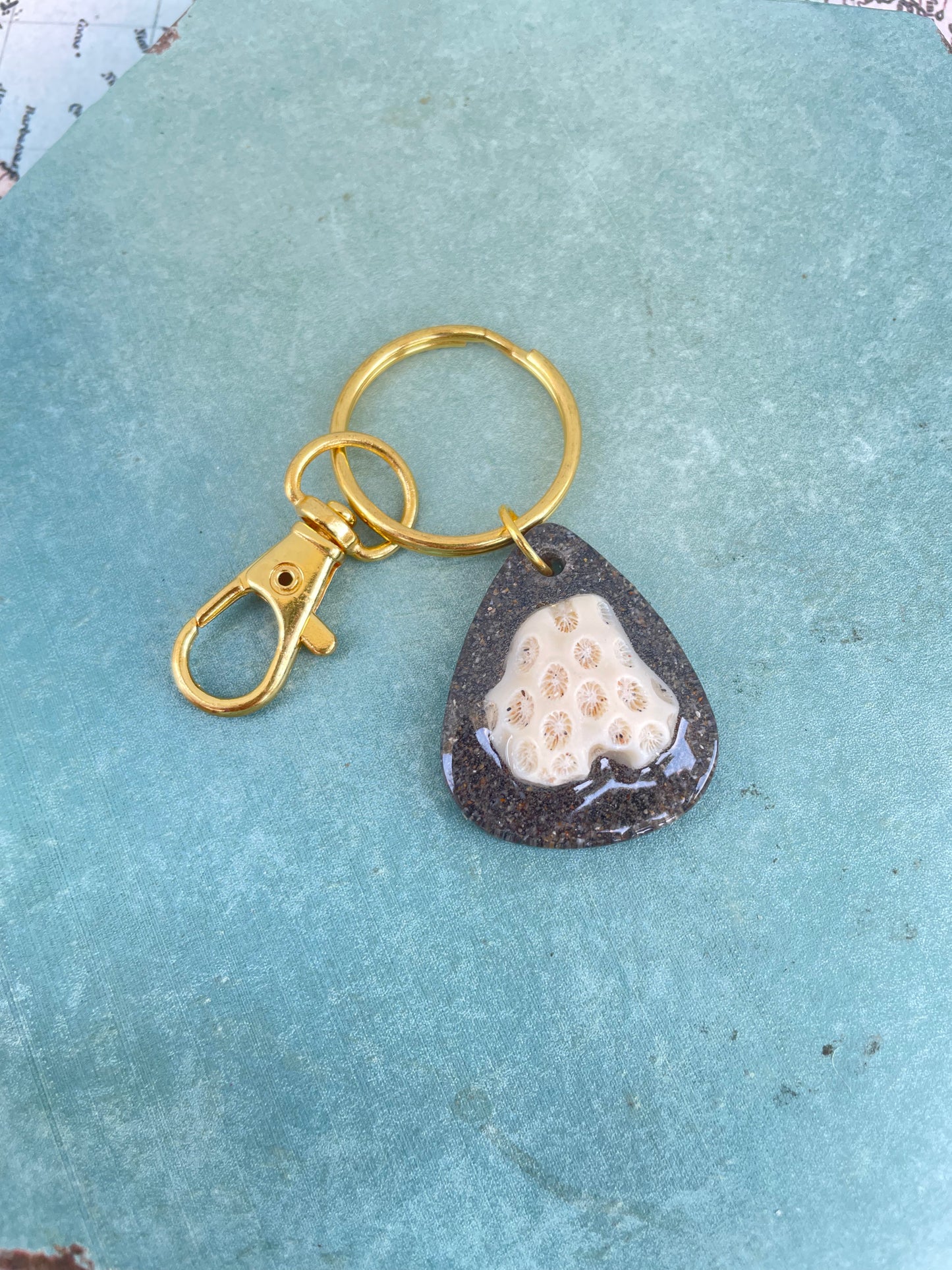 Juno Beach Sand and Seashell | Guitar Pick Keychains