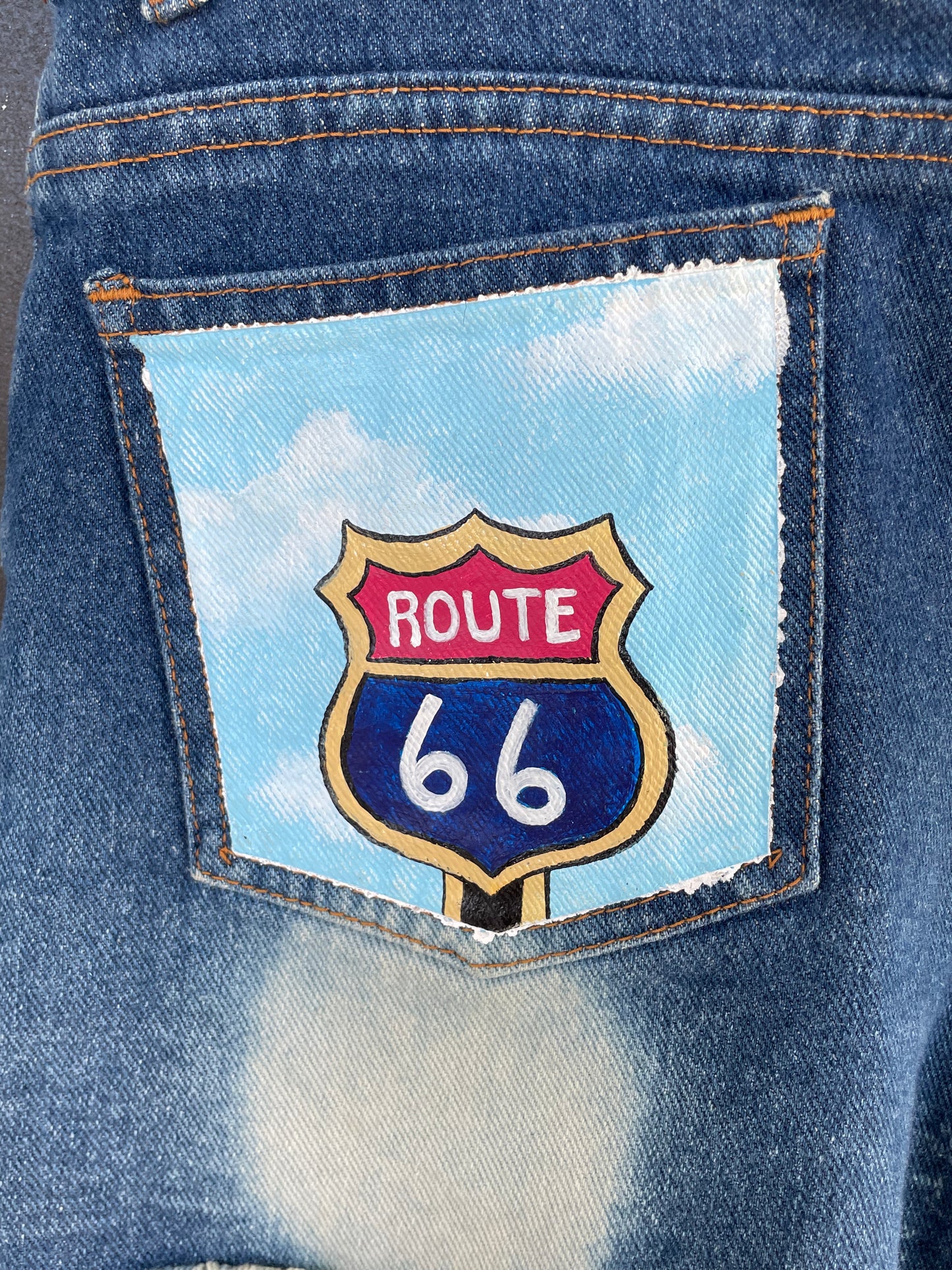 Size 8 | Route 66 | Low Rise Retro Painted Denim Shorts