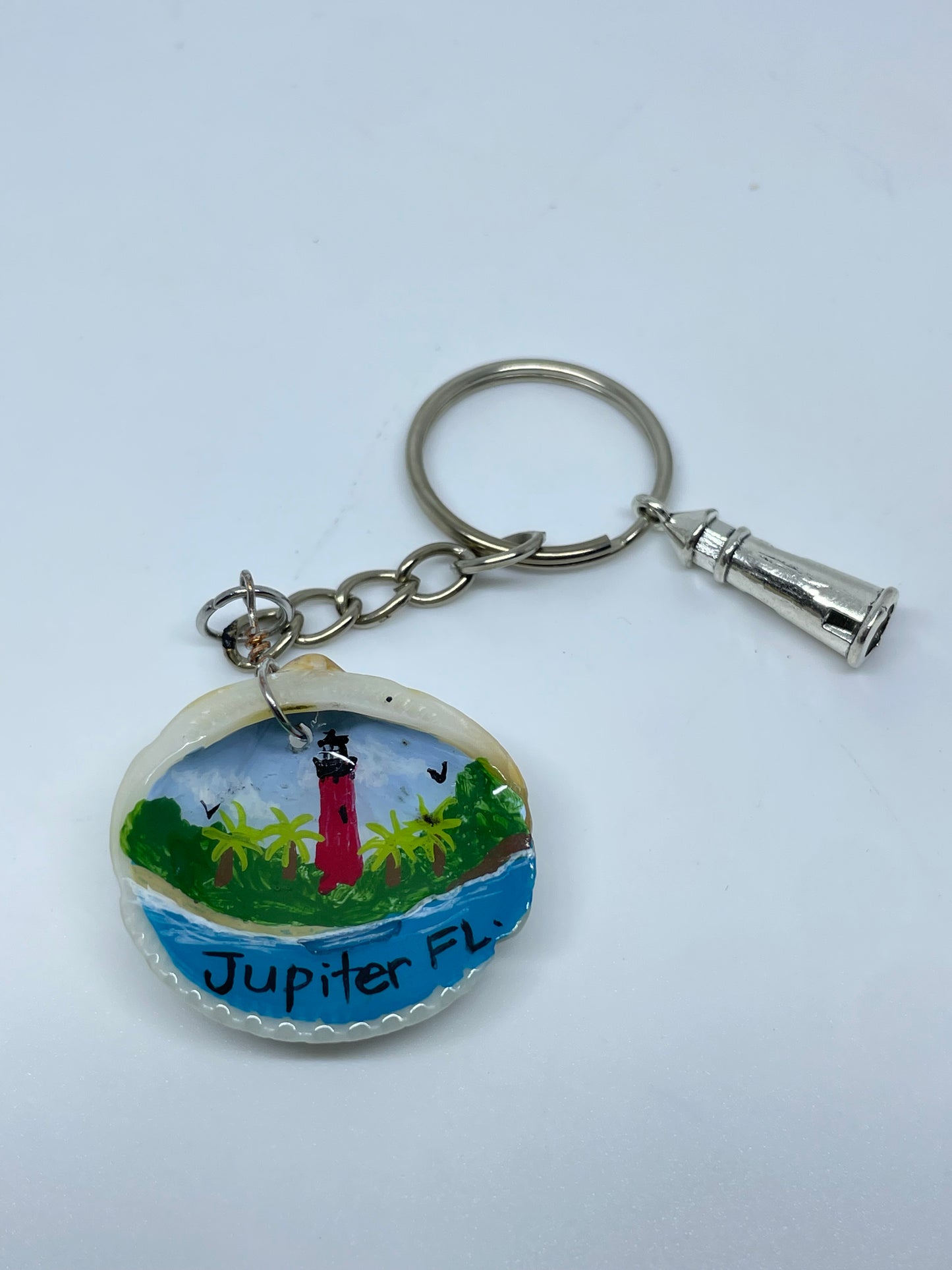 Jupiter Florida Lighthouse | Painted Local Shell Keychain