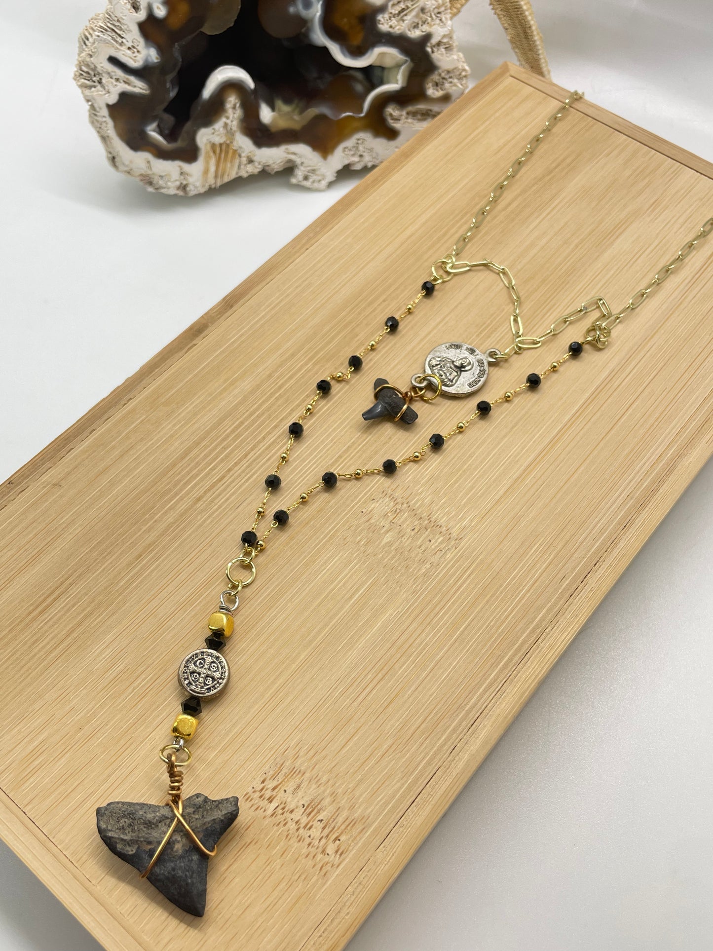 Germany | Shark Tooth Rosary | Bull & Lemon Shark | Gold Filled & Gold plated Chain