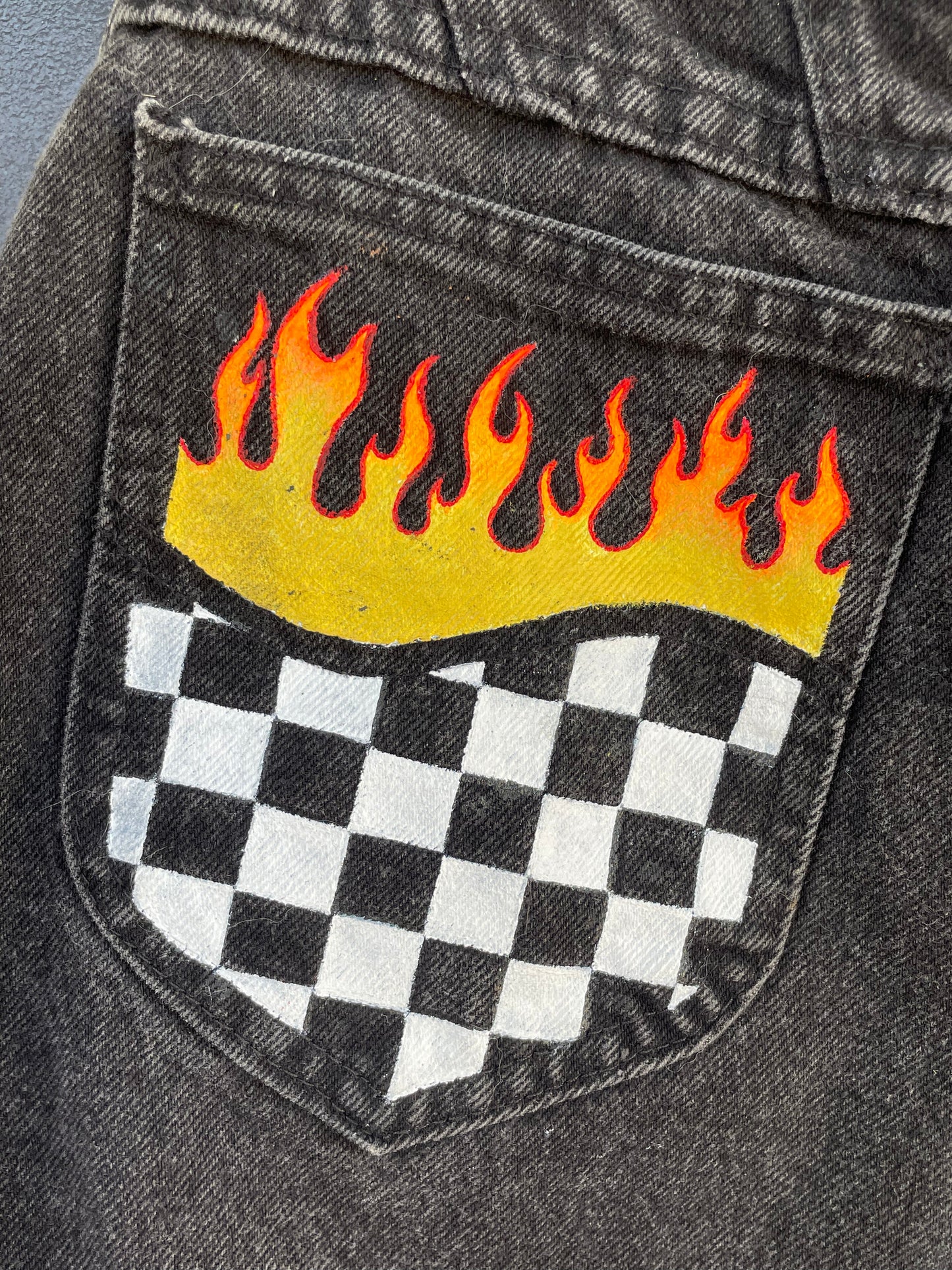Size Small | Hot Rod | Distressed Black Painted Vintage Highwaisted LEE Jean Shorts