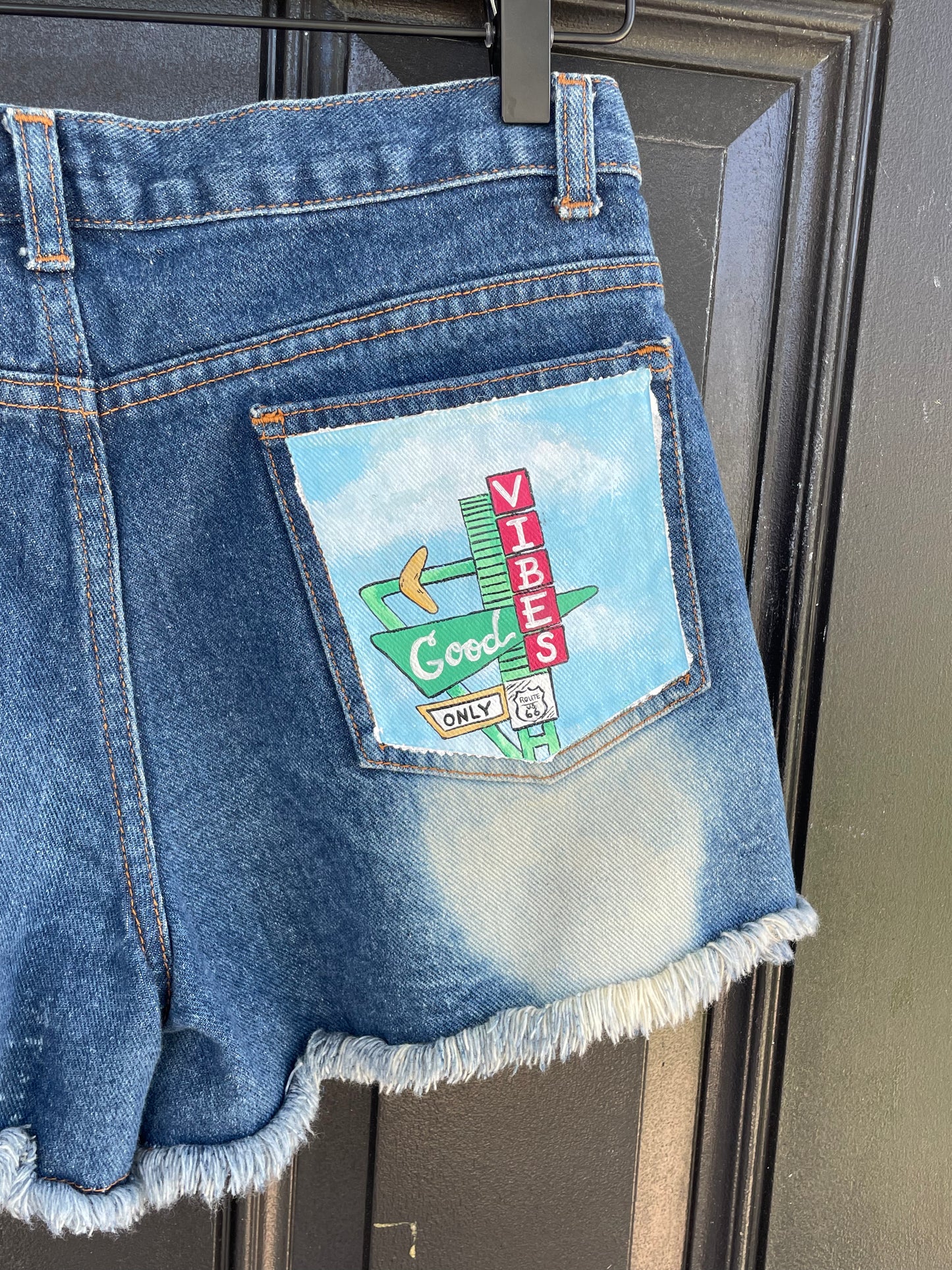 Size 8 | Route 66 | Low Rise Retro Painted Denim Shorts