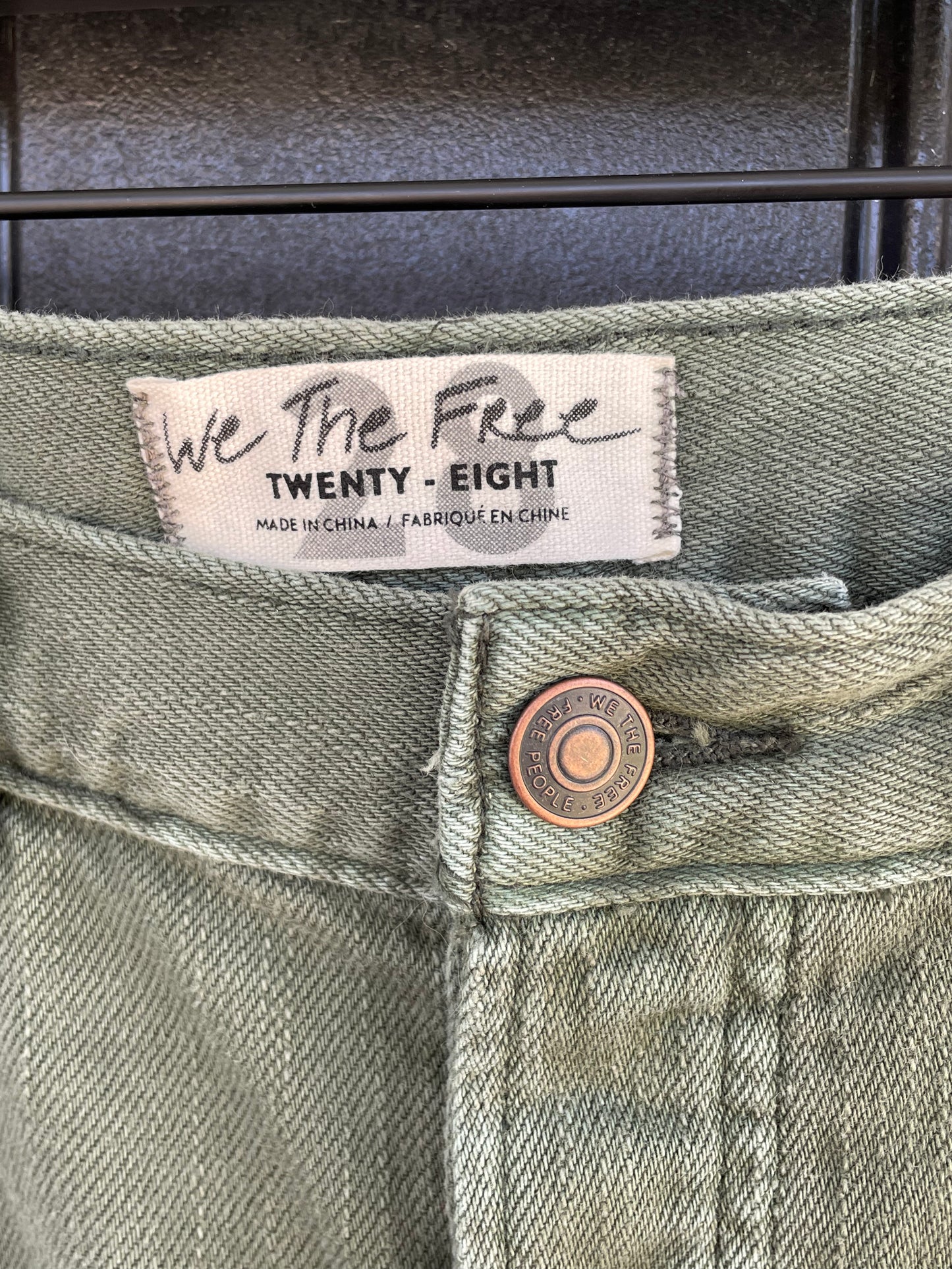 Size 28 (4) | Metamorphism | Painted We The Free People Green Denim Shorts