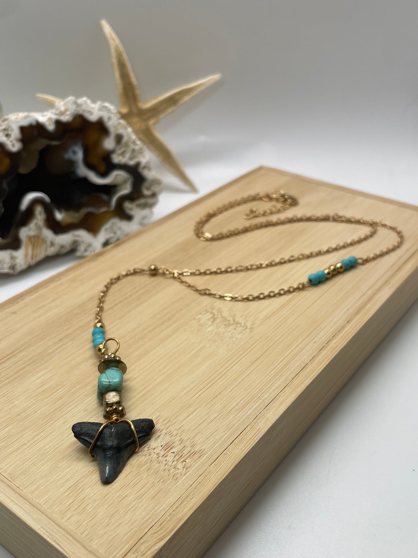 Silky Shark | Turquoise & Gold Plated Drop Chain