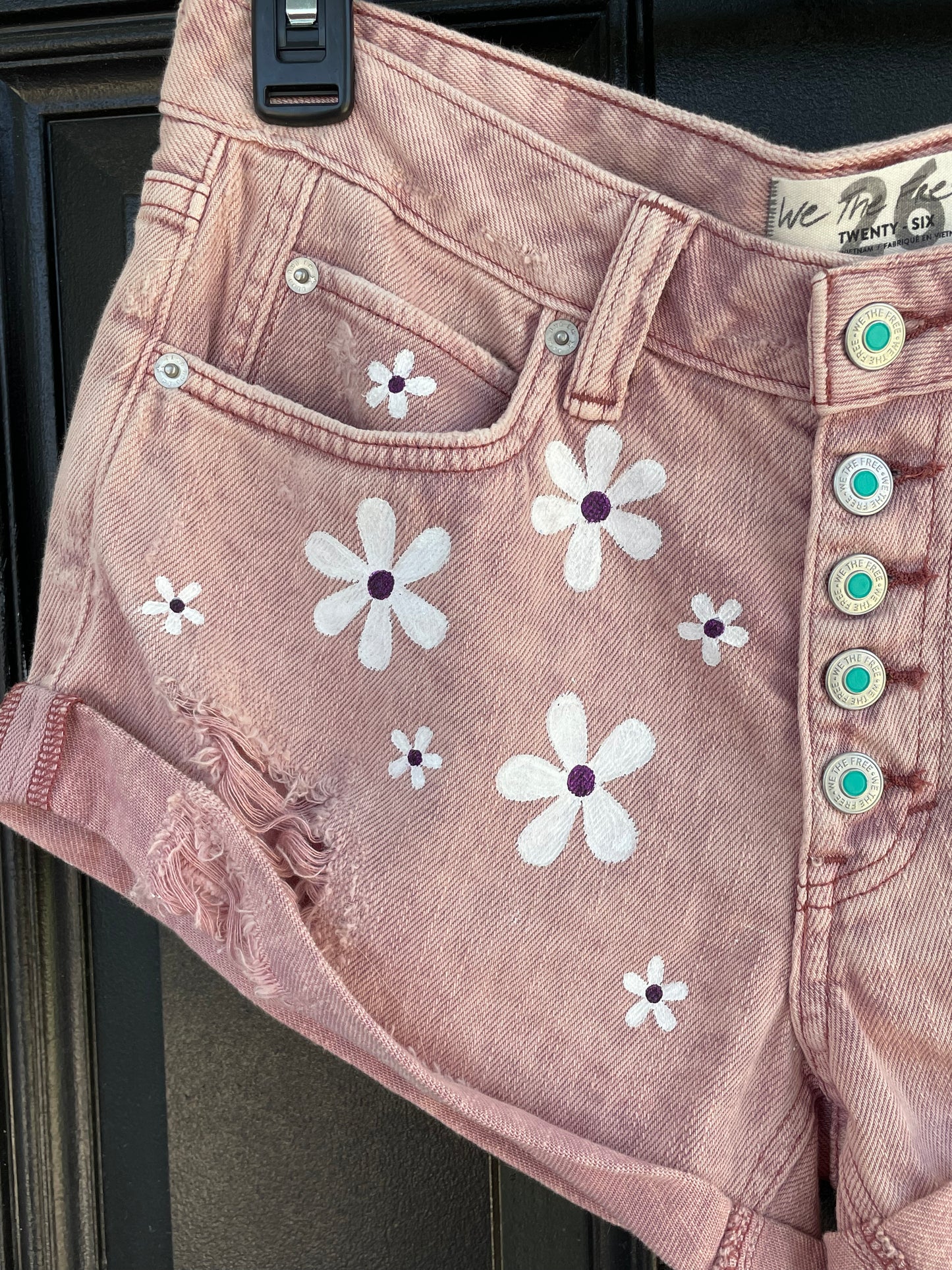 Size 26(2) Pocket full of daisies | Hand-painted We The Free People Jean Shorts