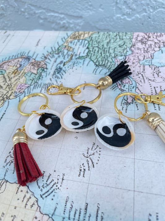 YinYang Painted Shell Keychain