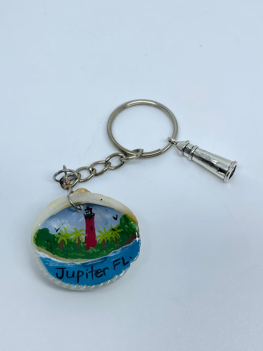 Jupiter Florida Lighthouse | Painted Local Shell Keychain