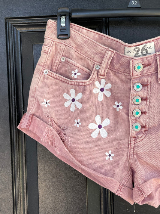 Size 26(2) Pocket full of daisies | Hand-painted We The Free People Jean Shorts